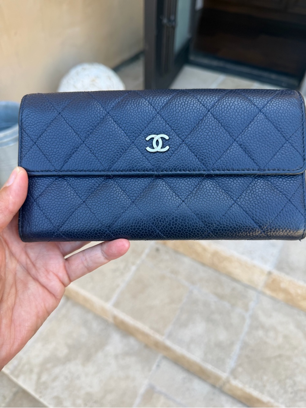 CHANEL Navy Quilted Caviar Leather Clutch with Silver Cc - Picture 11 of 11
